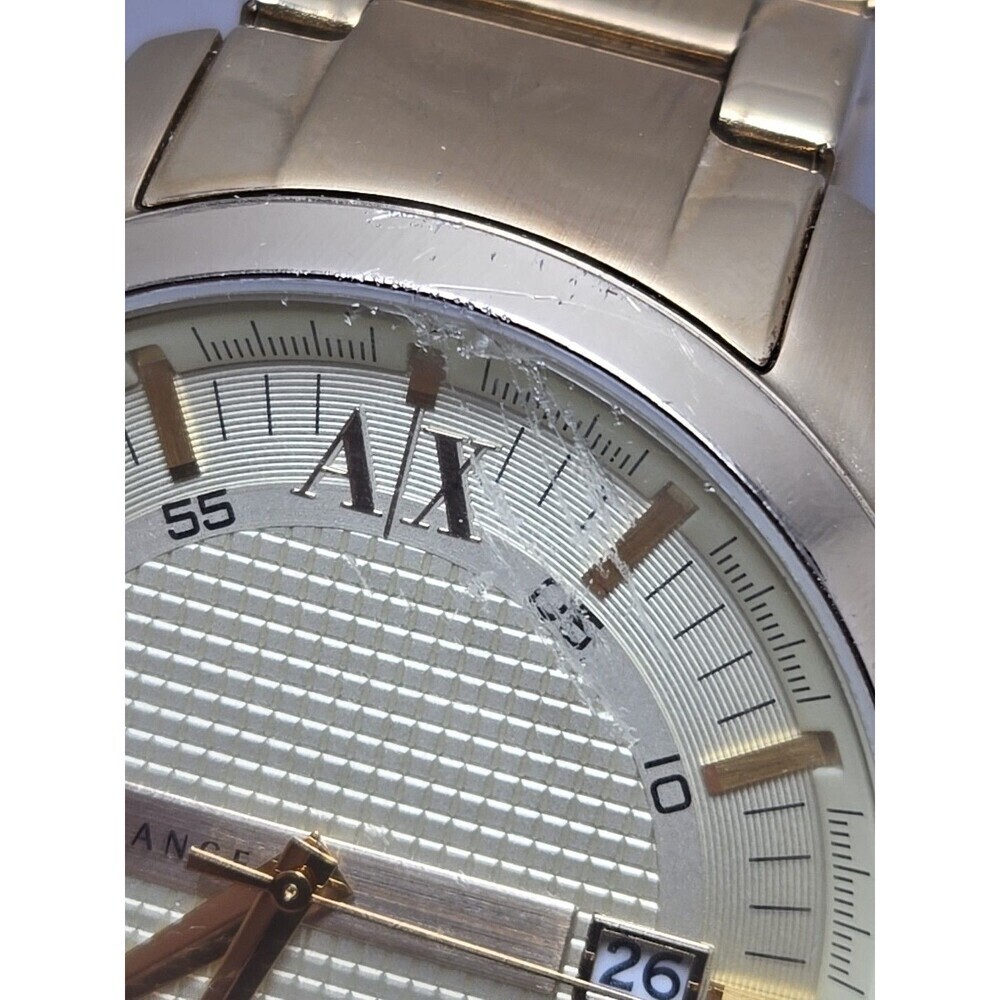 Mens Armani Exchange Hampton AX2132 Date Champagne Gold Plated Watch New Battery - Picture 4 of 11